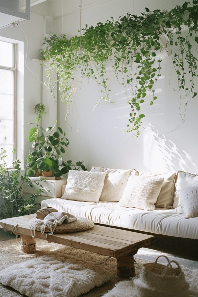 Boho Living Room with Plants