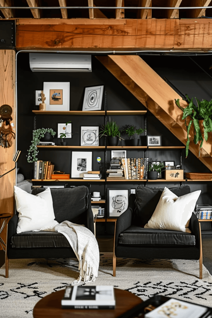 Cozy Black and Brown Living Room