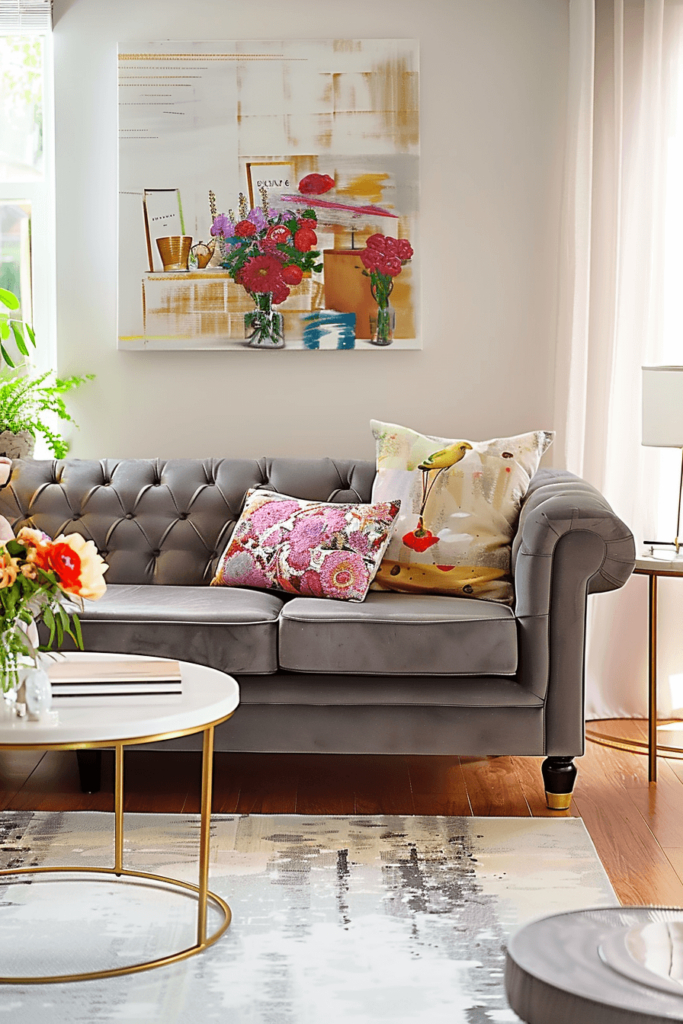 Go Colorful with a Dark Gray Sofa