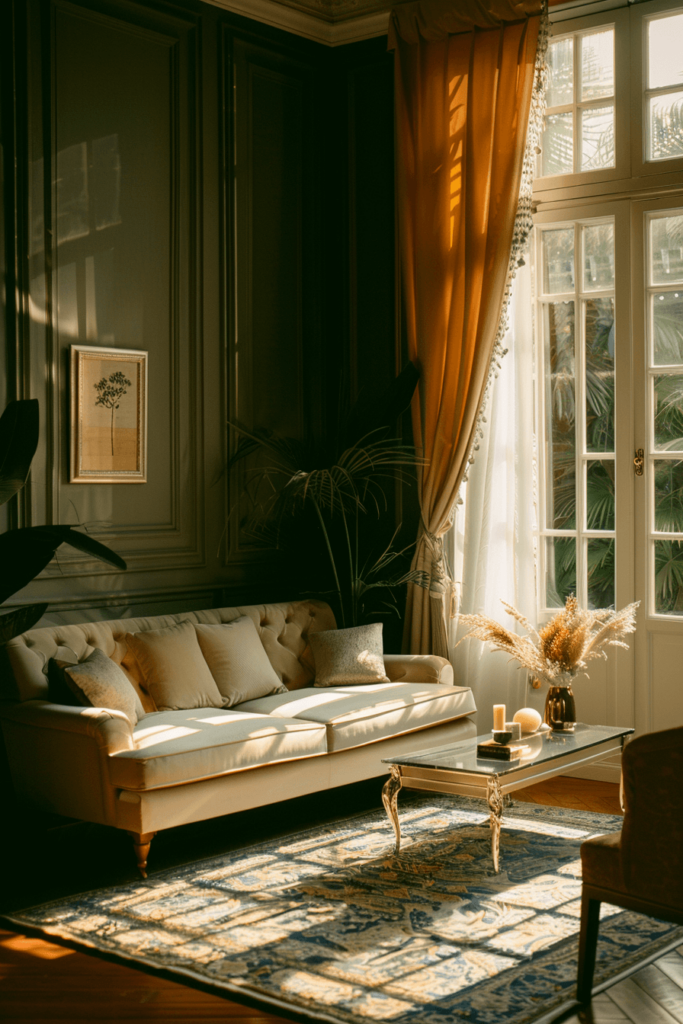 Gold & Dark Living Room