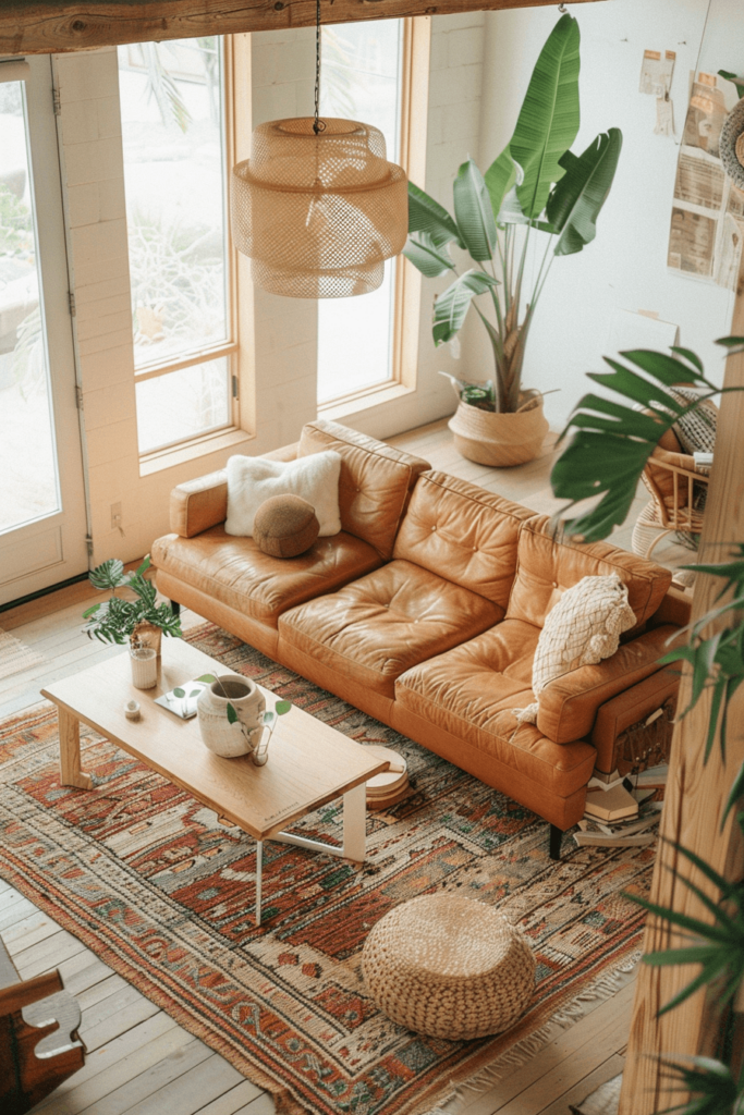 Mid-Century Boho Style Living Room