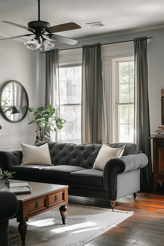 Neutral Decor paired with a Dark Gray Sofa