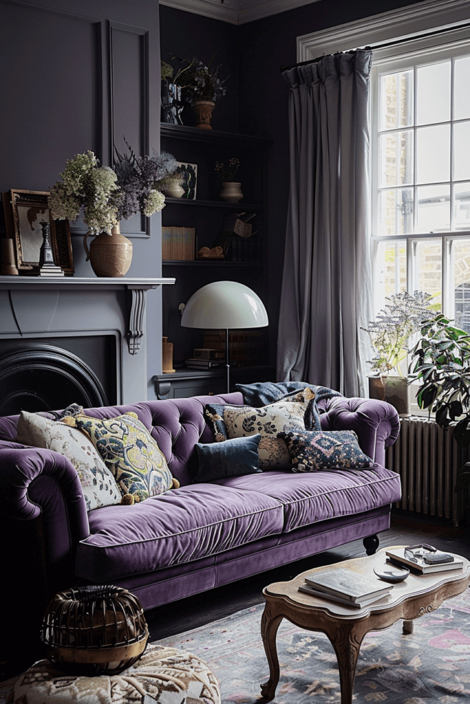 Purple Dark Living Room