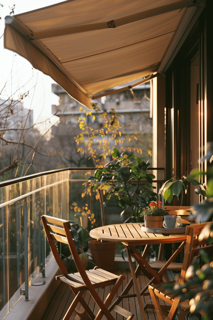 Apartment Balcony Idea with Fabric Awning