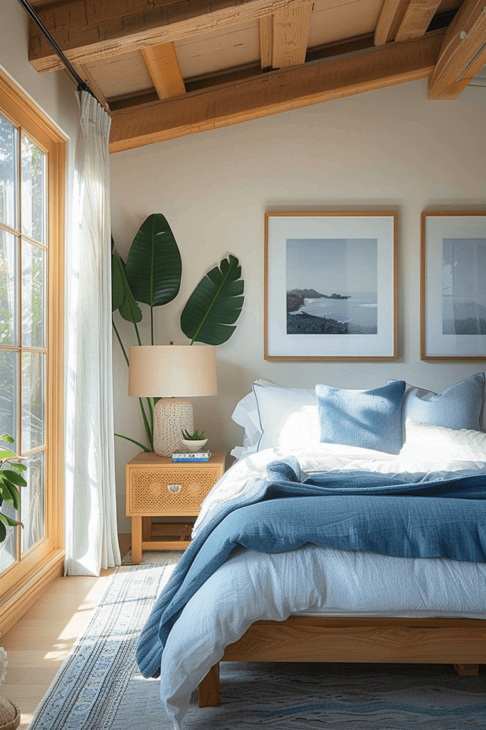 Blue & Wooden Bedroom Refresh Idea