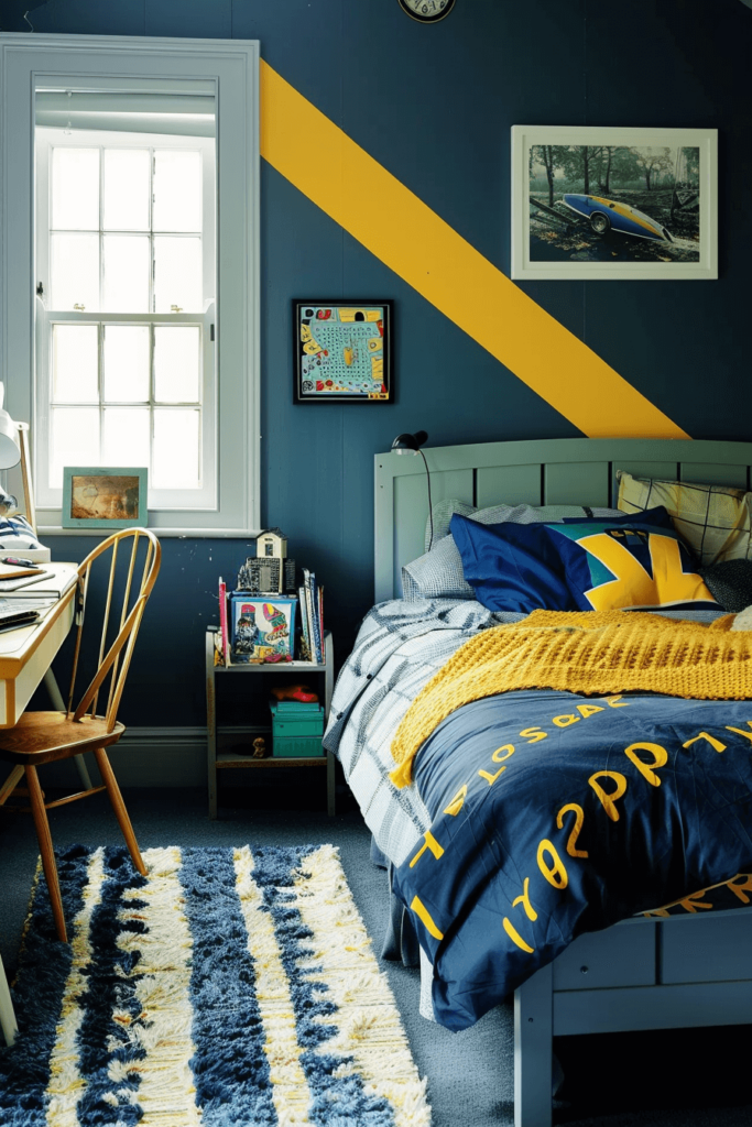 Blue & Yellow Teenage Boys Bedroom