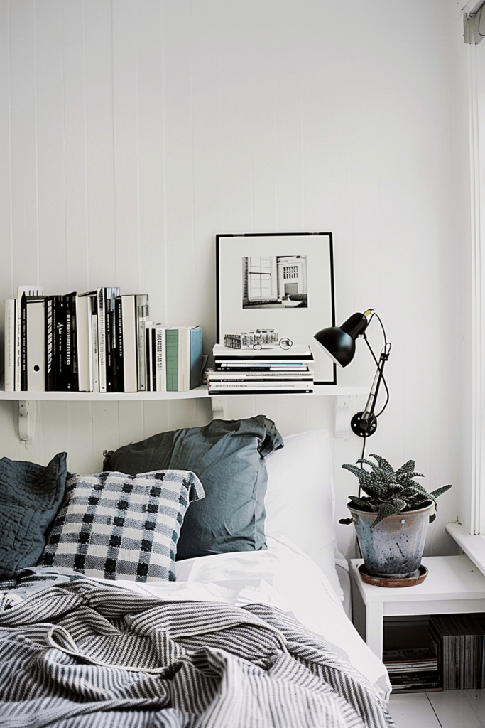 Book Collections in a Minimalist Bedroom