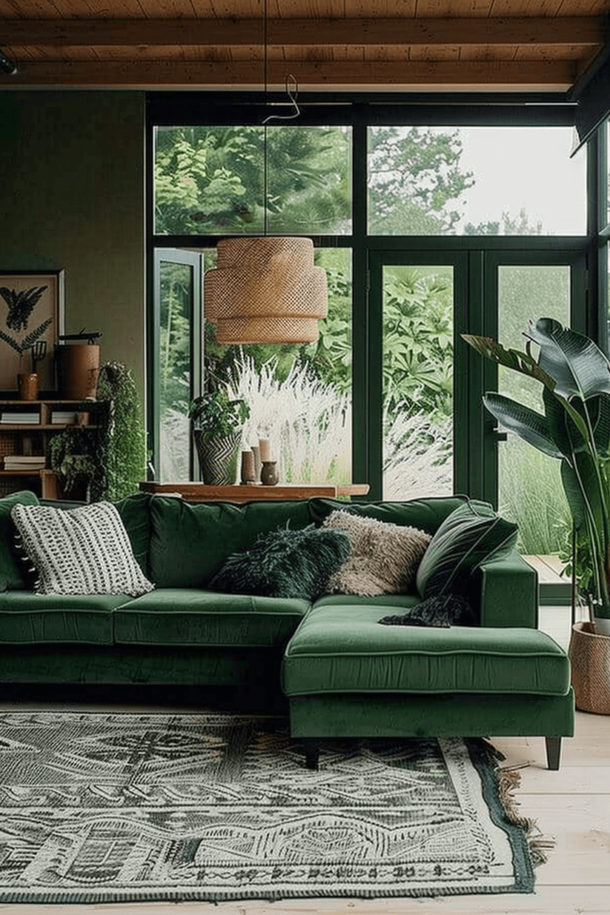 Coastal Green Couch Living Room