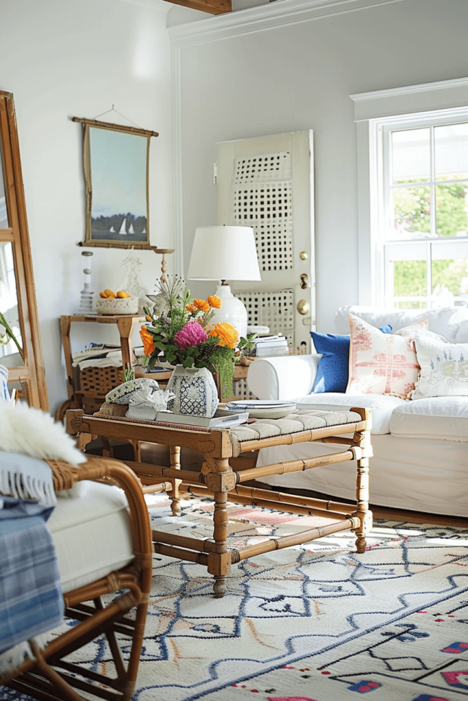 Cottage Appeal with a Cozy Farmhouse Living Room