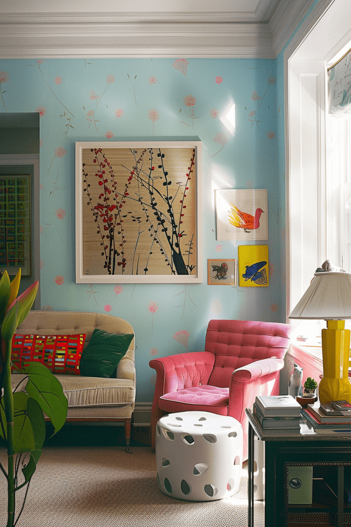 Funky Living Room with DIY Art Pieces