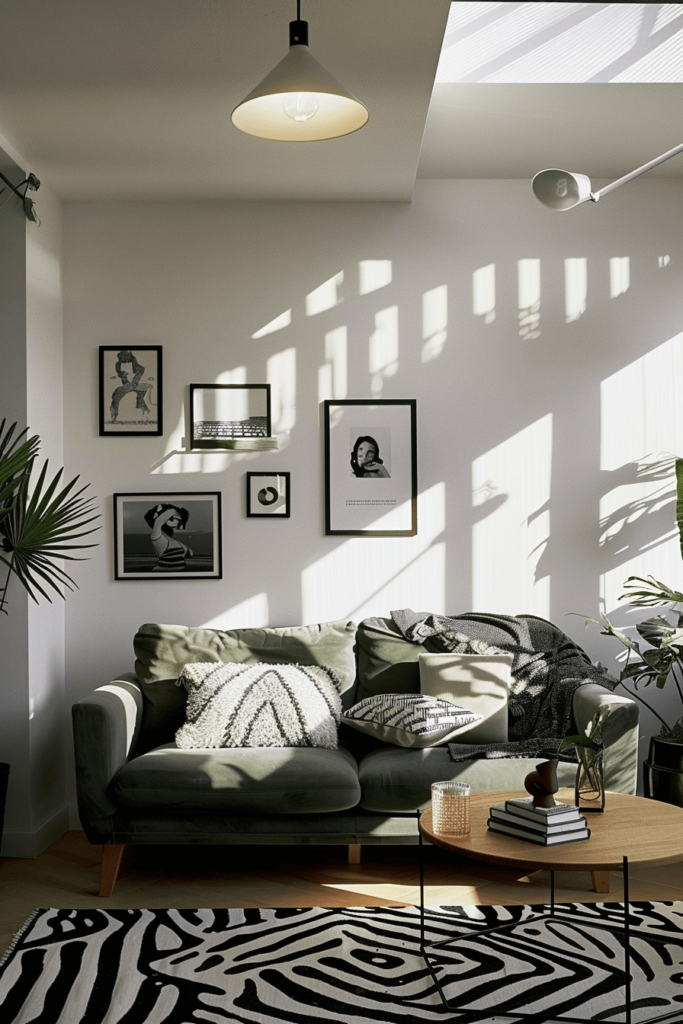 Green and Monochrome Living Room