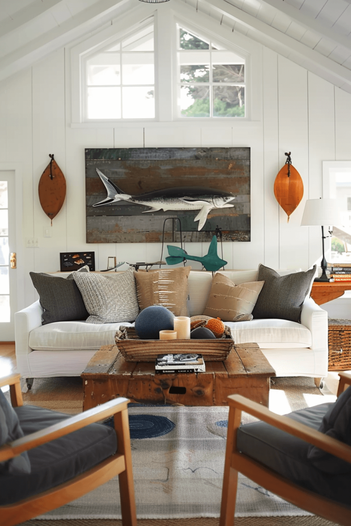 Hang a Statement Piece in your Coastal Living Room