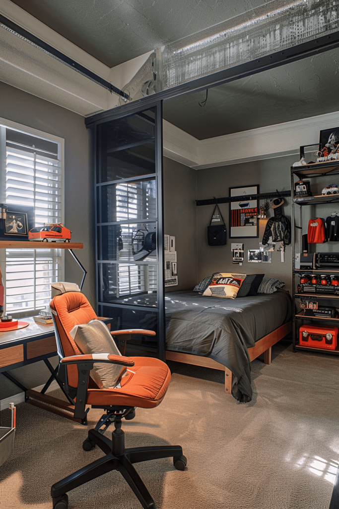 Industrial Style Teenage Boys Bedroom