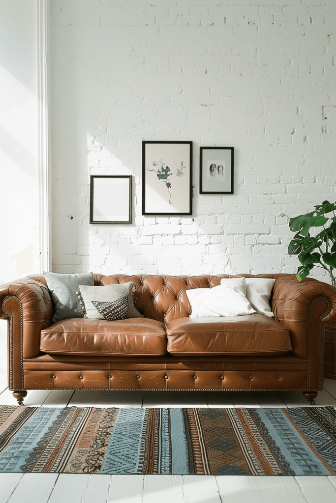 Minimalistic Leather Couch Living Room