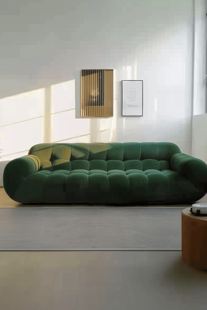 Modern Green Sofa in a Clean Living Room