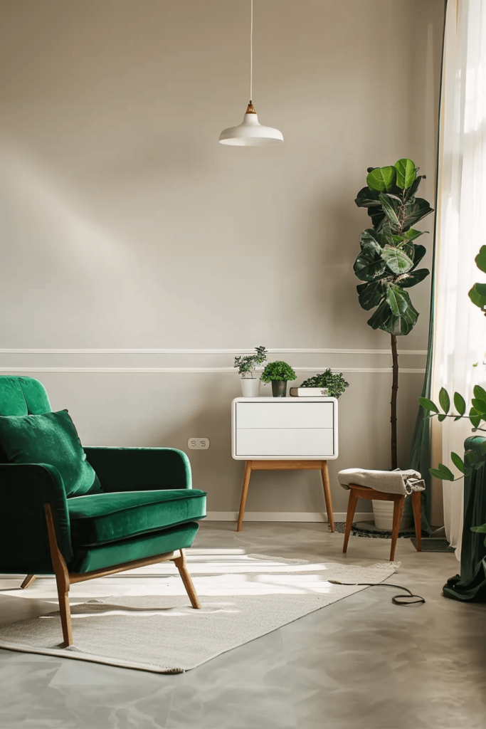 Modern Minimalism with Emerald Accents