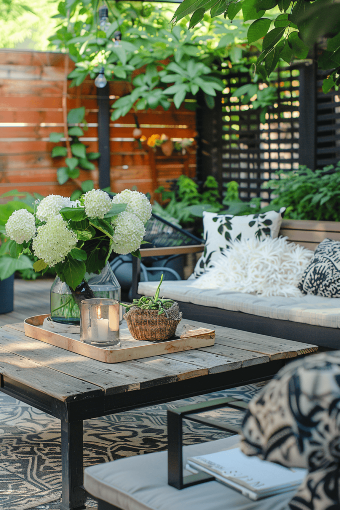 Modern Outdoor Sofa & Wooden Desk