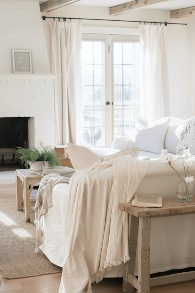 Neutral Cozy Farmhouse Living Room