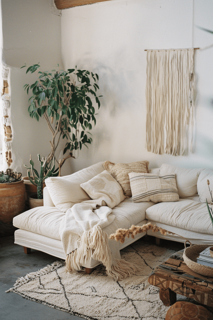 Neutral Tones in a Boho Chic Living Room