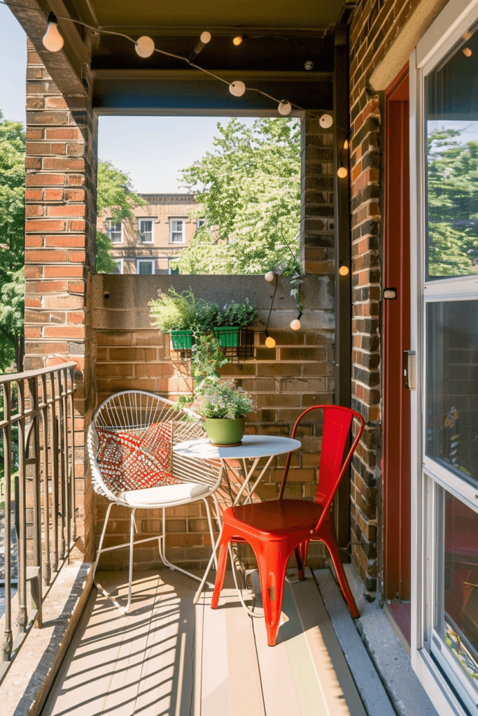 Pop of Color Apartment Balcony Idea