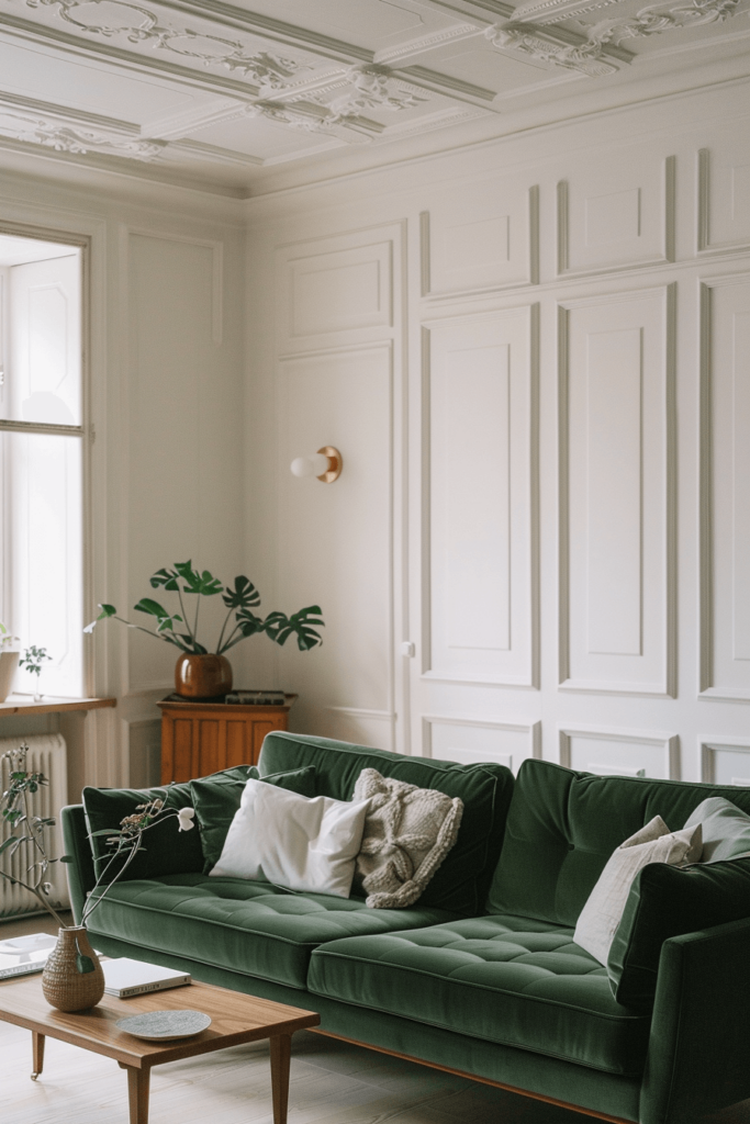 Scandi Living Room with a Green Couch