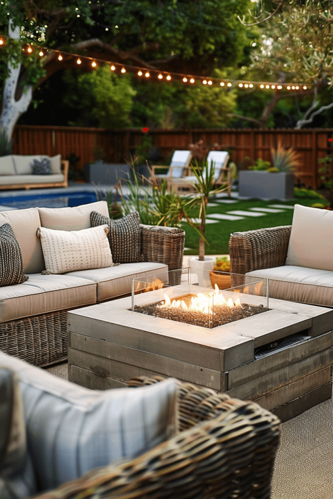 Square Outdoor Fire Pit Area