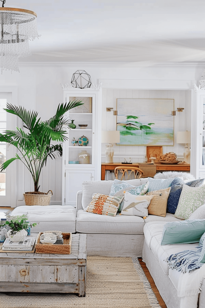 Bohemian Coastal Cottage Living Room