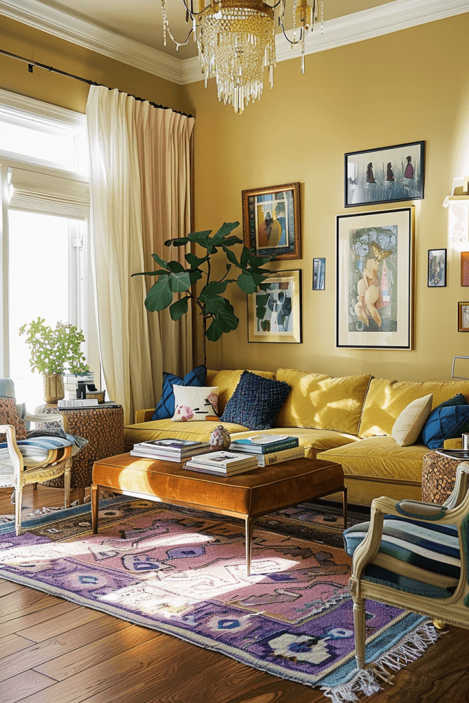 Boho Yellow Living Room