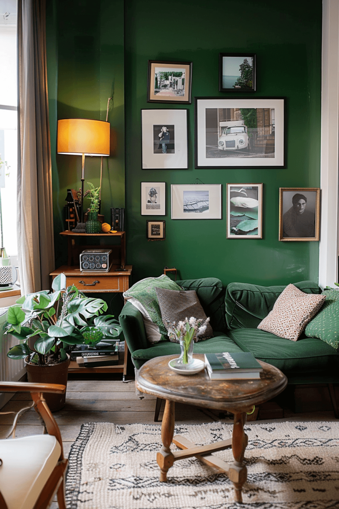 Forest-Green Modern Vintage Living Room