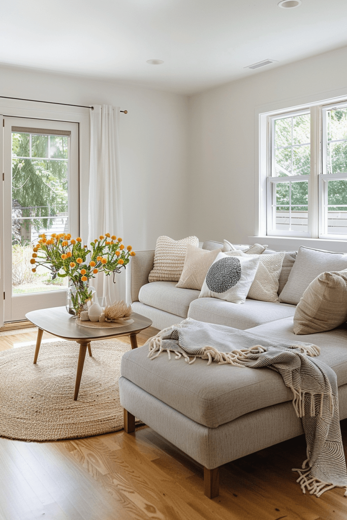 Japandi Living Room- The Power of Pillows and Blankets