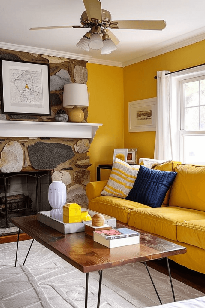 Lemon-Yellow Living Room Accents