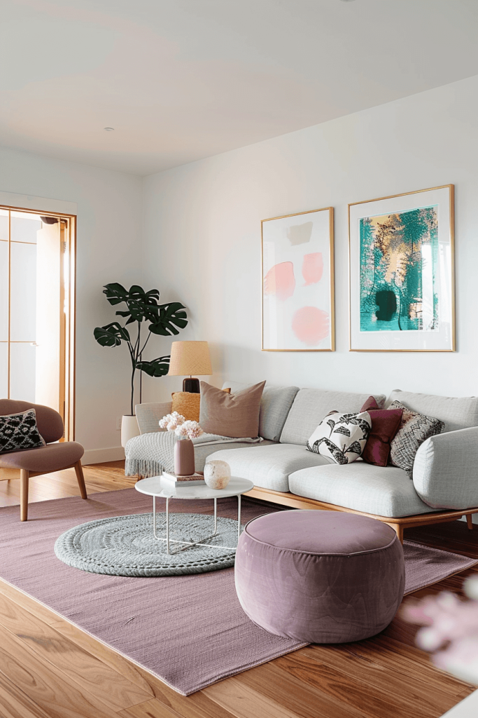 Pastel Colored Japandi Living Room